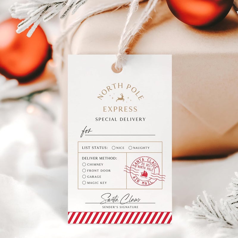 ThreeKin Collective ThreeKin Pack of 50 Christmas Gift Tags, 2 x 3 Rectangle Tag with Pre-Punched Hole, Perfect Hanging Tags for Holiday Gifts, Christmas Presents, Events and Celebrations | Gift Wrap Tags - Image 1